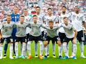 The Germany team line up before their friendly game with Saudi Arabia on June 8, 2018