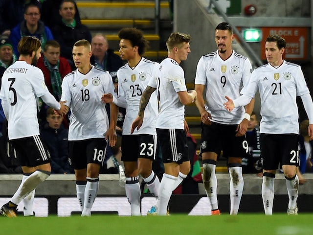 Germany players celebrate during a World Cup qualifier with Northern Ireland in October 2017