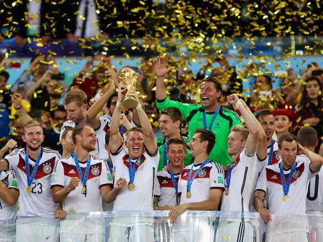 Germany's players celebrate their 2014 World Cup triumph