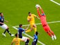 Hugo Lloris makes a save during the World Cup group game between France and Australia on June 16, 2018