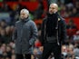 Jose Mourinho and Pep Guardiola during the Manchester derby on December 10, 2017