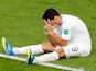 Luis Suarez reacts to a missed chance during the World Cup game between Egypt and Uruguay on June 15, 2018