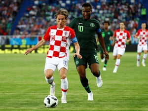 Croatia's Luka Modric in action with Nigeria's John Obi Mikel during the World Cup group-stage match on June 16, 2018