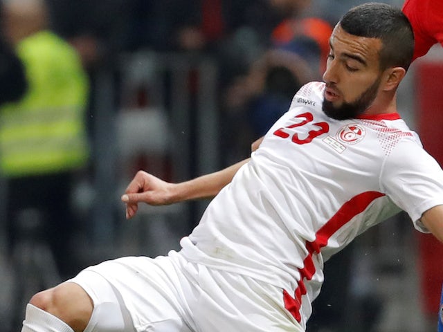 Naim Sliti in action for Tunisia on March 27, 2018
