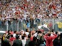 Peru players celebrate with fans after securing their place at the 2018 World Cup