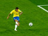 Brazil's Philippe Coutinho scores their first goal against Switzerland on June 17, 2018