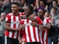 Brentford's Romaine Sawyers celebrates scoring their first goal against Millwall on October 14, 2017