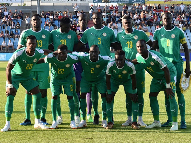The Senegal team line up before their friendly game with Luxembourg on May 31, 2018