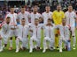 The Serbia team line up before their friendly game with Bolivia on June 9, 2018