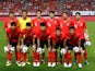 The South Korea team line up before their friendly game with Bosnia and Herzegovina on June 1, 2018