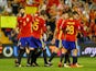 Spain's players celebrate qualifying for the 2018 World Cup with victory over Albania in October 2017