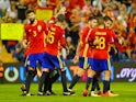 Spain's players celebrate qualifying for the 2018 World Cup with victory over Albania in October 2017