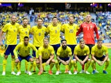 The Sweden team line up before their friendly game with Denmark on June 2, 2018