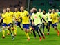 Sweden players celebrate qualifying for the 2018 World Cup courtesy of beating Italy in November 2018