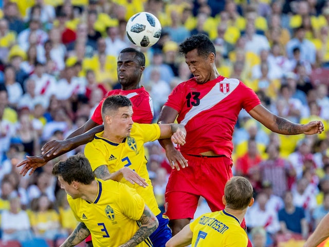 Sweden in action during the international friendly with Peru in June 2018