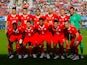 The Switzerland team line up before their friendly with Japan on June 8, 2018