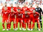The Tunisia team line up before their friendly game with Turkey on June 1, 2018