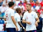 England's Jordan Henderson talks to Ashley Young and Harry Maguire during the match against Panama on June 24, 2018