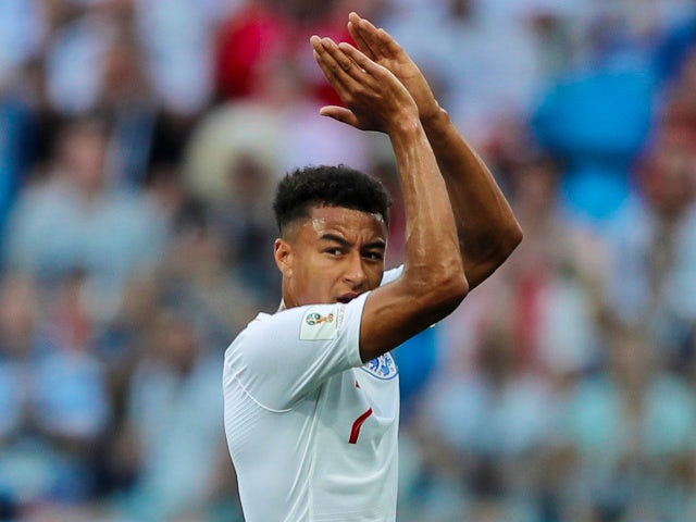 England's Jesse Lingard applauds their fans as he walks off the pitch after being substituted in the match against Panama on June 24, 2018