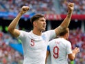England's John Stones celebrates scoring their first goal in the match against Panama on June 24, 2018
