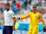 England's Jordan Pickford and Ruben Loftus-Cheek during the match against Panama on June 24, 2018