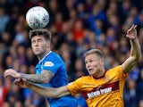 Rangers' Josh Windass in action with Motherwell's Andy Rose on October 22, 2017