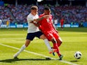 England's Kieran Trippier in action with Panama's Erick Davis on June 24, 2018