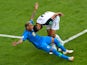 Costa Rica's Giancarlo Gonzalez fouls Brazil's Neymar in the penalty area before the penalty award is rescinded after referral to VAR on June 22, 2018