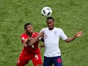  England's Raheem Sterling in action with Panama's Fidel Escobar on June 24, 2018