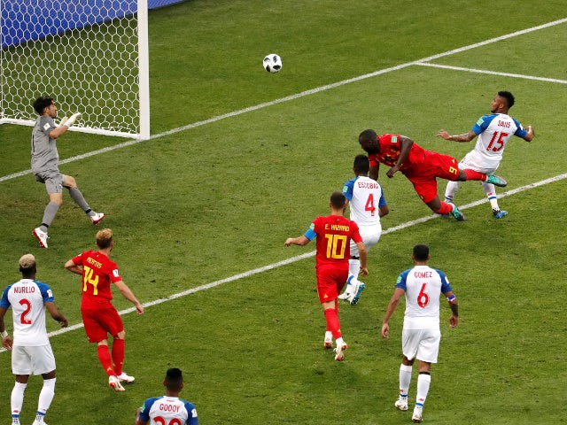 Belgium's Romelu Lukaku scores their second goal in the match against Panama on June 18, 2018 