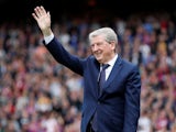 Crystal Palace manager Roy Hodgson waves to the crowd after the match against West Bromwich Albion on May 13, 2018