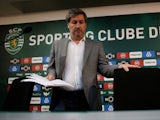 Sporting Lisbon president Bruno de Carvalho arrives at a news conference on June 11, 2018