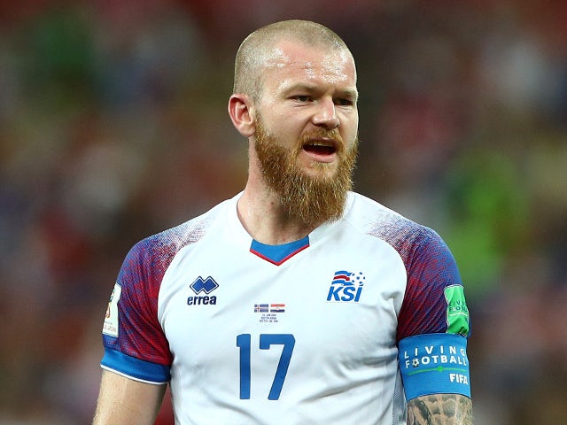 Aron Gunnarsson of Iceland reacts during the match against Croatia on 26 June 2018