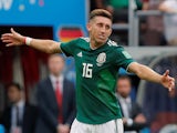Mexico's Hector Herrera reacts during the match against Germany on June 17, 2018