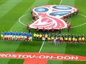Iceland and Croatia line up for the match on June 26, 2018