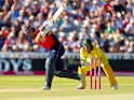 England's Jos Buttler hits a four during the T20 against Australia on June 27, 2018