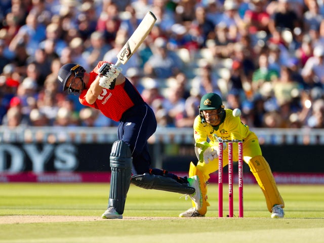 England's Jos Buttler hits a four during the T20 against Australia on June 27, 2018