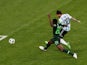 Argentina's Lionel Messi scores their first goal against Nigeria on June 26, 2018