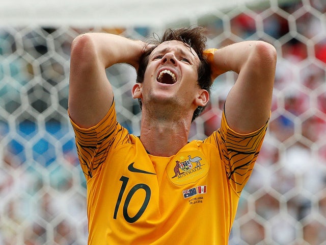 Australia's Robbie Kruse reacts in the match against Peru on June 26, 2018