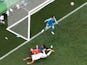 Russia's Sergei Ignashevich scores an own goal and the first for Spain on July 1, 2018