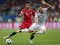 Spain's Nacho in action with Portugal's Bruno Fernandes on June 15, 2018