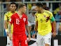 Colombia's Radamel Falcao shouts at England's Kieran Trippier on July 3, 2018