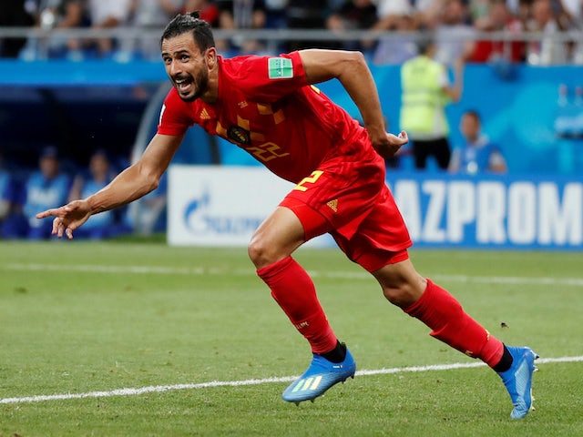 Belgium midfielder Nacer Chadli wheels away in celebration following his last-minute winner against Japan in the last 16 of the 2018 World Cup