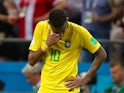 An upset Neymar during the World Cup quarter-final game between Brazil and Belgium on July 6, 2018