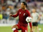 Liverpool defender Virgil van Dijk warms up ahead of the 2018 Champions League final with Real Madrid