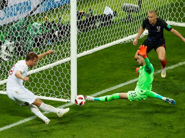 England captain Harry Kane misses a chance in the World Cup semi-final with Croatia on June 11, 2018