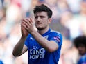 Leicester City defender Harry Maguire in action during a Premier League match against Burnley in April 2018