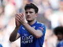 Leicester City defender Harry Maguire in action during a Premier League match against Burnley in April 2018