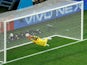 France goalkeeper Hugo Lloris makes a save during his side's World Cup semi-final with Belgium on July 10, 2018
