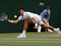 Serbia's Novak Djokovic in action during the Wimbledon fourth-round match against Russia's Karen Khachanov July 9, 2018... on the grass